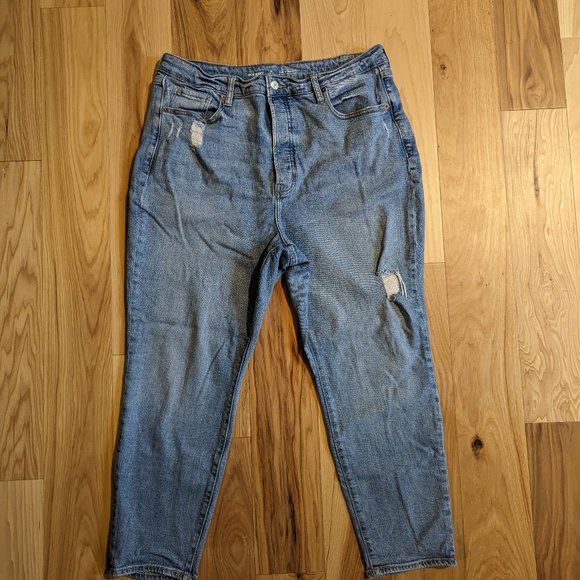 Old Navy High-Rise O.G Straight Leg Ankle Jeans Curvy Distressed Blue, 18 Petite - Picture 2 of 9